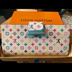 L V rainbow long wallet.